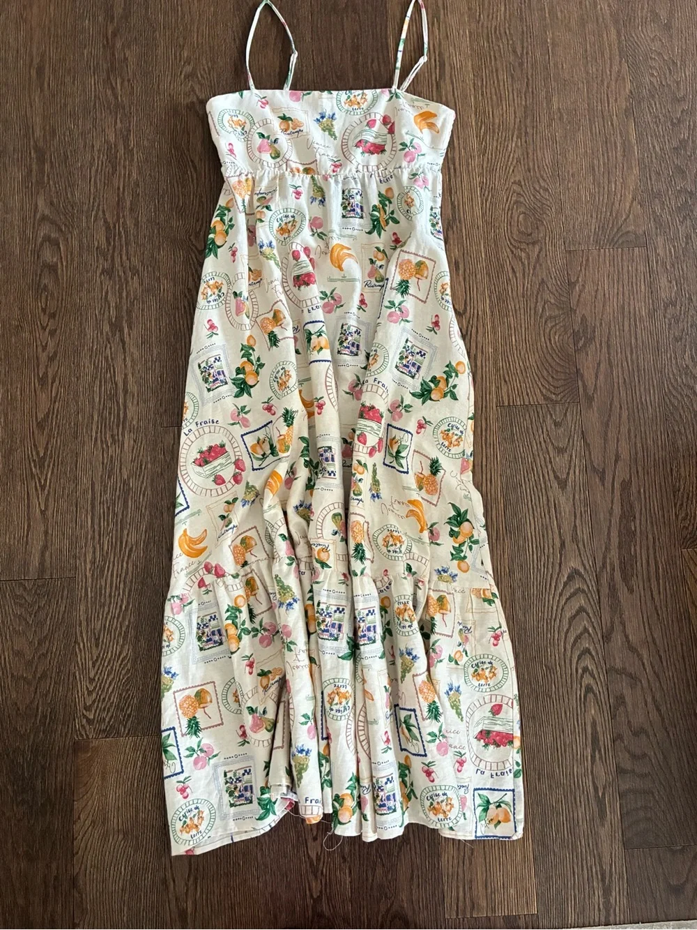 Joie Linen Midi Dress, Fruit Pattern, Summer Pretty! 🍓🍑🍇🍋 - Picture 7 of 9